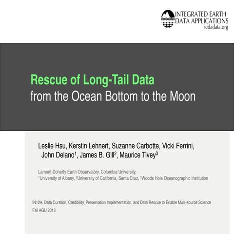 Rescue of Long-Tail Data from the Ocean Bottom to the Moon