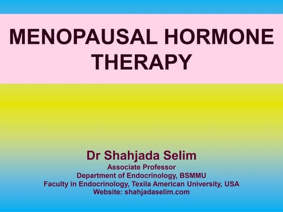 HORMONE REPLACEMENT THERAPY (HRT) | PPTX | Menopause | Endocrine and ...