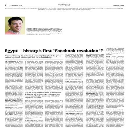 Egypt - history's first "Facebook revolution"?