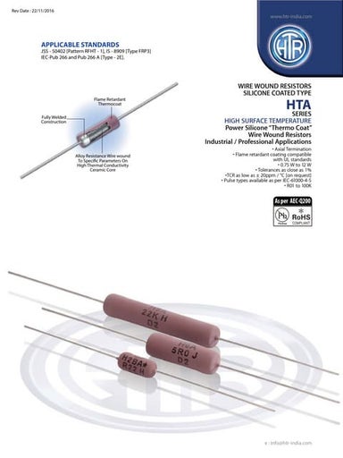HTA - WIRE WOUND RESISTORS SILICONE COATED TYPE