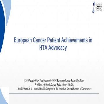 European Cancer Patients Achievements in cancer HTA Advocacy