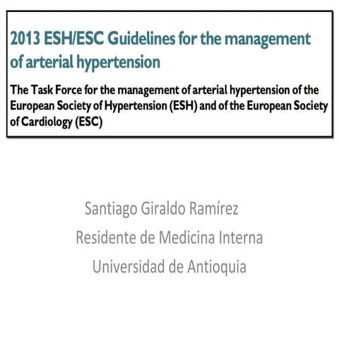 GUIAS EUROPEAS HIPERTENSIÓN ARTERIAL 2013