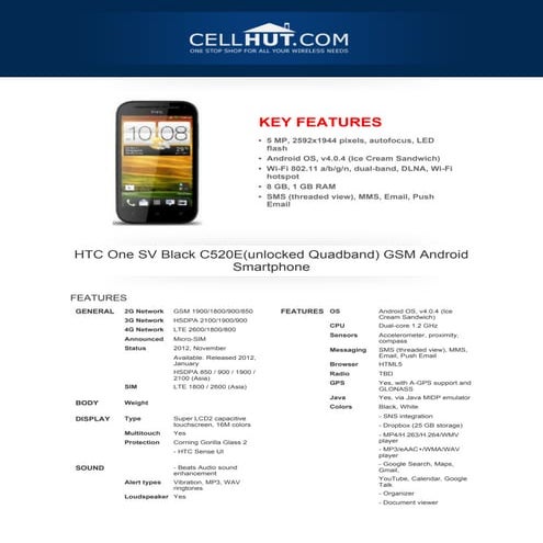 Htc one-sv-black-c520 eunlocked-quadband-gsm-android-smartphone-brochure_33290