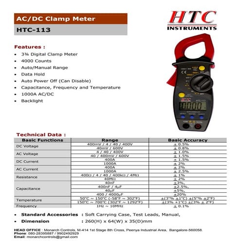 Htc ac dc clamp meter cm-2300 | PDF