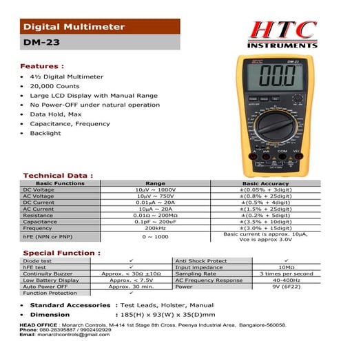 Htc digital multimeter dm 23