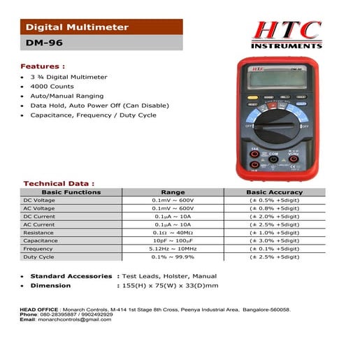 Htc digital multi meter dm 96