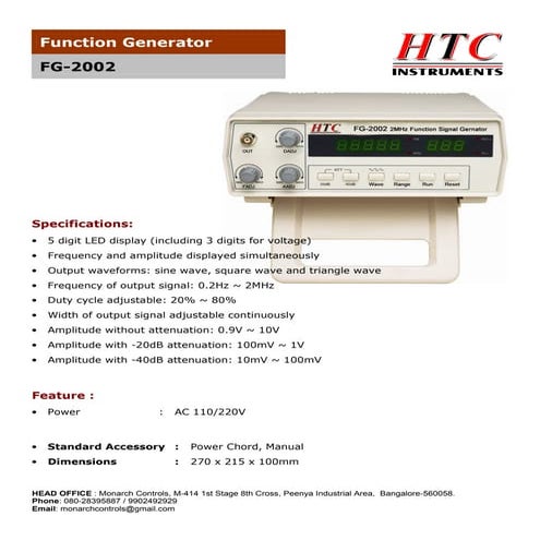 Htc function generator fg 2002 | PDF