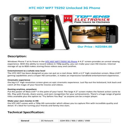 Htc hd7 wp7 t9292