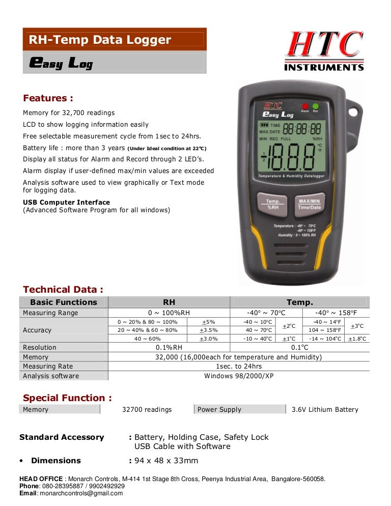 Htc rh temp data logger easy log