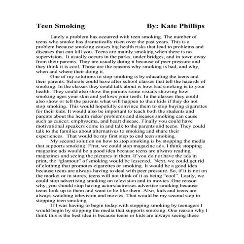 Problem Solution Teen Smoking Essay