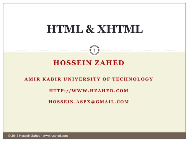 HTML & XHTML Basics