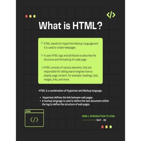 Get started with HTML basics! The fundamentals of HTML | PDF