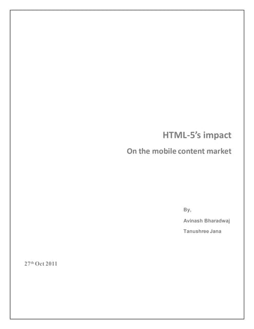 Html 5 impact analysis product removed
