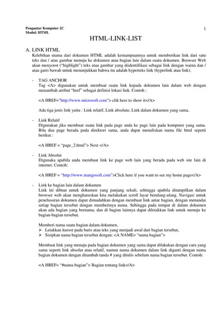 Html link list