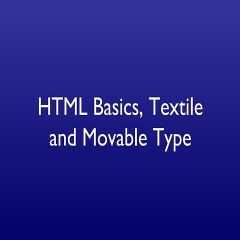 HTML & Textile Training