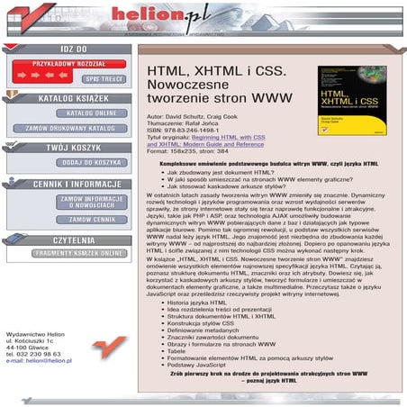 HTML, XHTML i CSS. Nowoczesne tworzenie stron WWW | PDF | Web Design ...