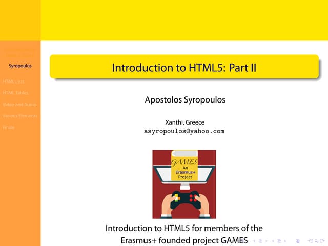 Introduction to HTML5: Part II | PPT