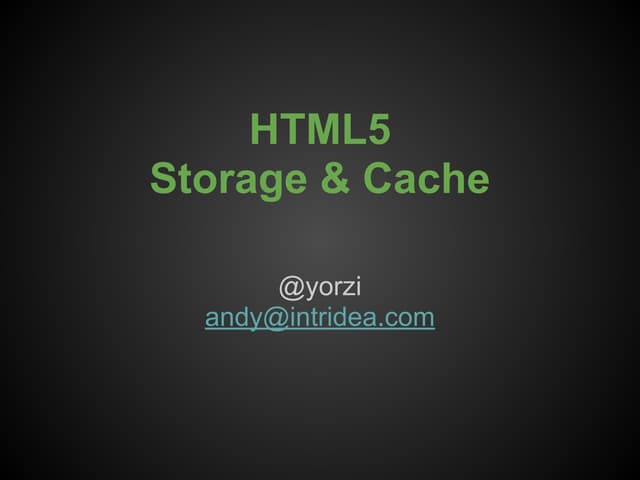 HTML5 Storage/Cache