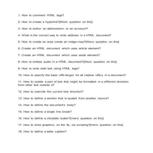 Html5 basic exercises | PDF