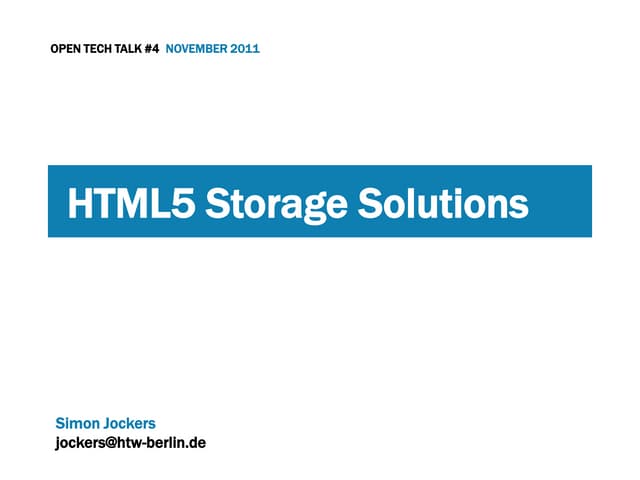 HTML5 Local Storrage Solutions [German]