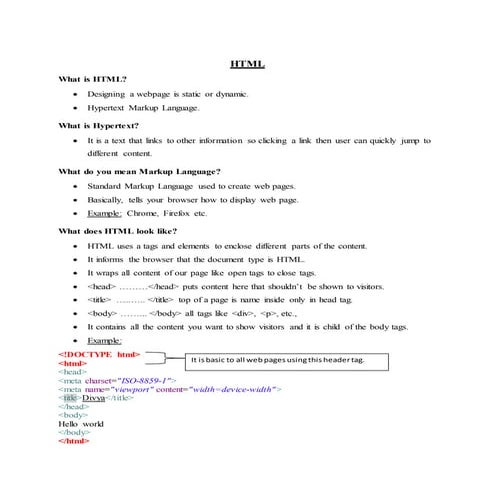 Introduction to Html 