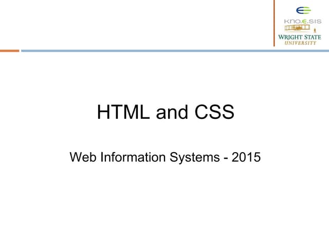 Web Information Systems Html and css