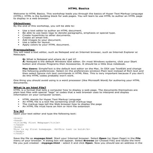 Html basics | PDF