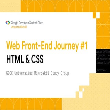 Web Front-End Journey #1 -- HTML and CSS | PPT