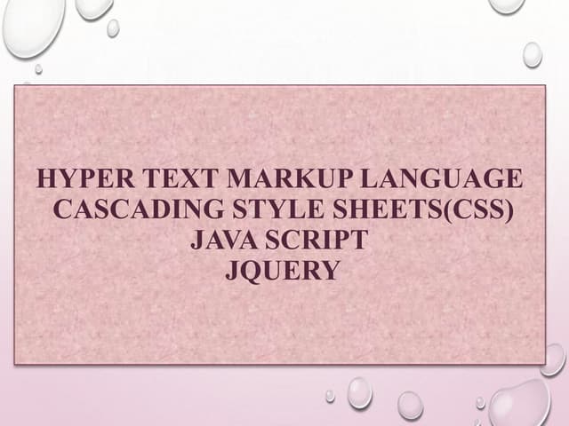 HTML/CSS/java Script/Jquery