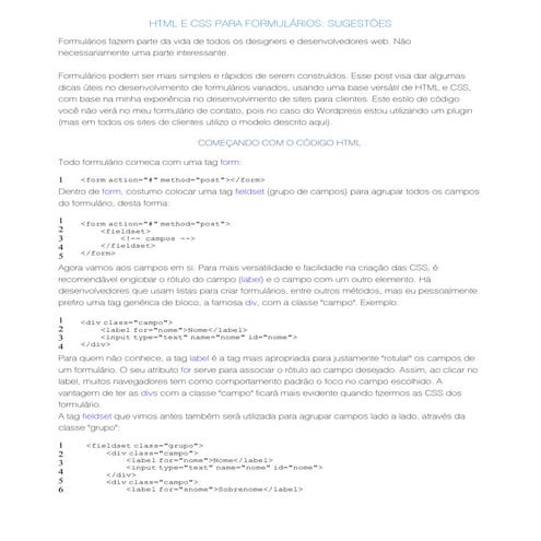 Html e css para formulários | PDF