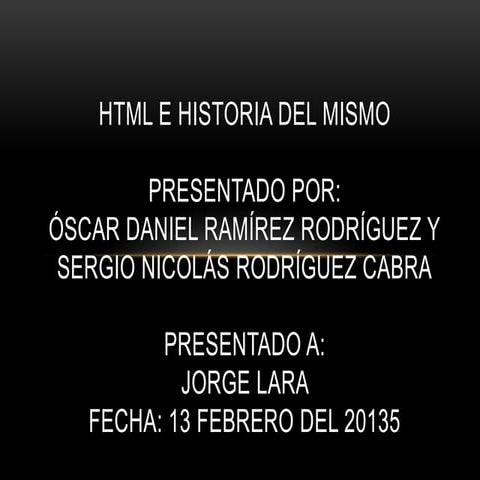 Html e historia del mismo
