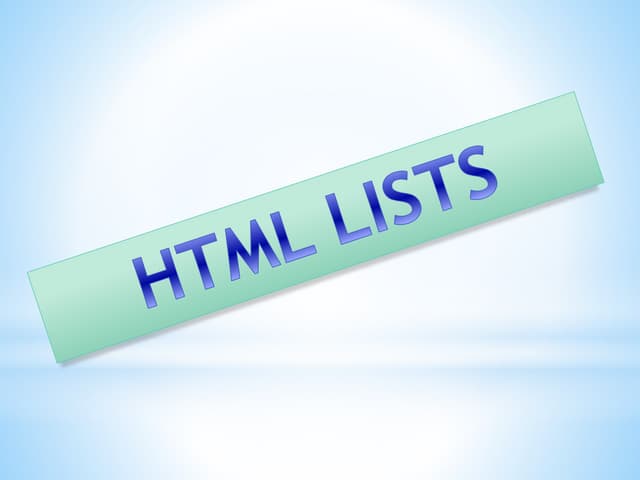 Html lists | PPT