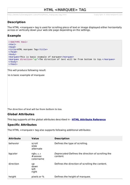 Html marquee tag