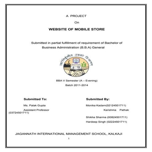 Html project on website of mobile store