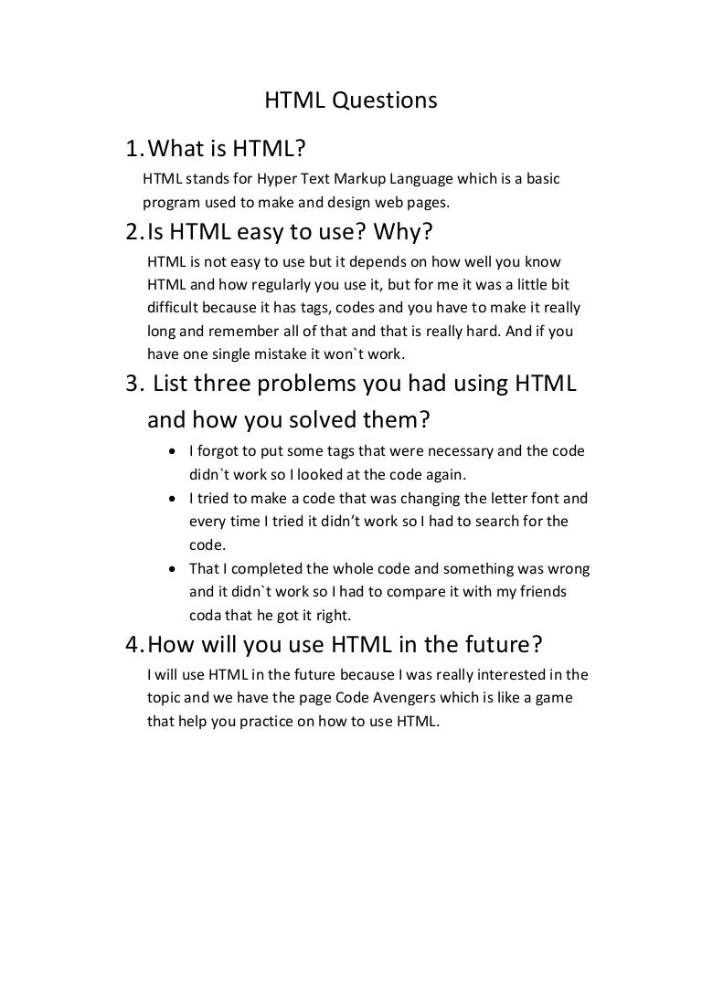 Html Final Questions