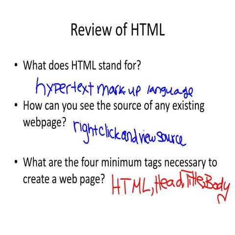 Html review with notes | PPT | Free Download