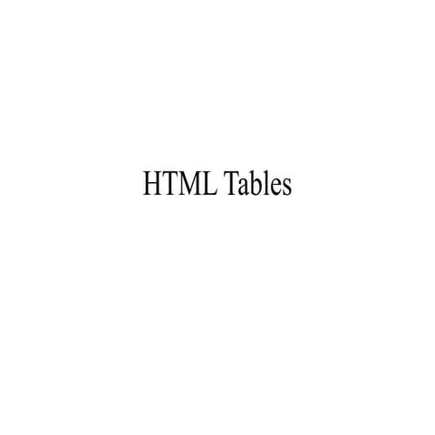 HTML Tables | PPT