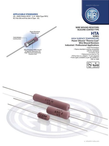HTA - WIRE WOUND RESISTORS SILICONE COATED TYPE (OLD)