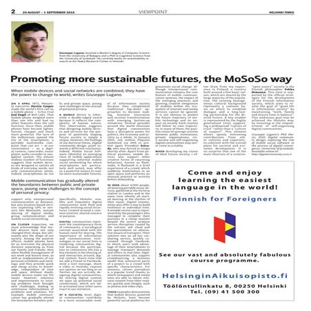 Promoting more sustainable futures, the MoSoSo way