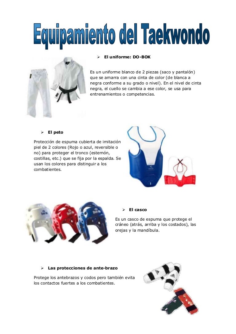 Equipamiento del taekwondo
