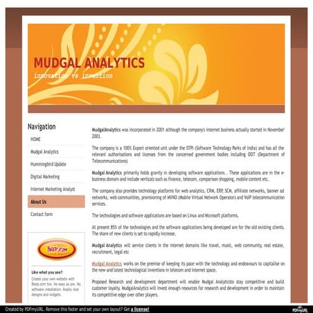 Mudgal Analytics