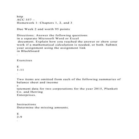 httpACC 557 – Homework 1 Chapters 1, 2, and 3Due Week 2 and.docx
