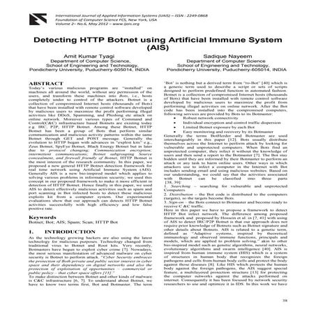 Detecting HTTP Botnet using Artificial Immune System (AIS)