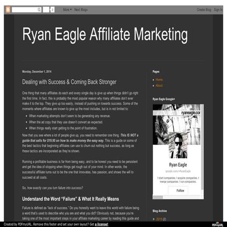 Ryan Eagle affiliate blog! Learn more about affiliate marketing with him.