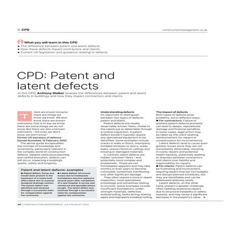 CPD: Patent and Latent Defects, Building Surveying | PDF
