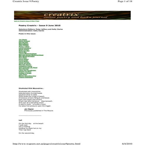 Http   www.wapoets.net.au pages creatrixissue9poetry