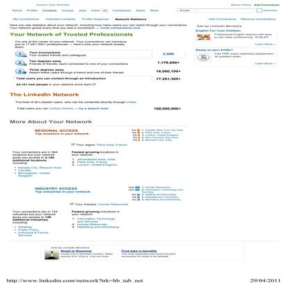 LinkedIn stats 29 04 11