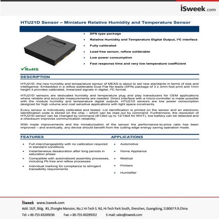 HTU21D humidity and temperature sensor