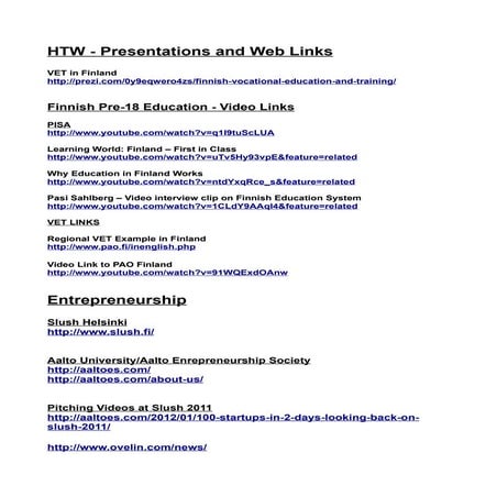 Htw   presentation links