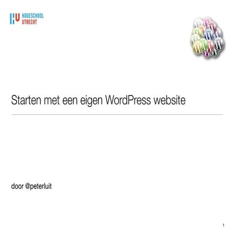 Online usability - les 1 introductie WordPress - structuur en content
